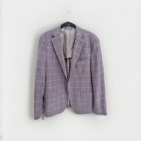 Calvin Klein Purple Plaid Blazer Men’s 38S | Wool Blend Sport Coat - Picture 9 of 9